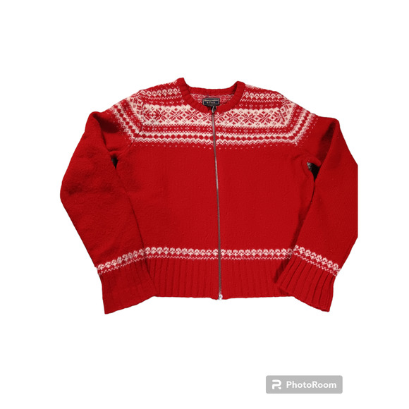 Abercrombie & Fitch Retro Women's Sweater Nordic Fair Isle 100% Wool Shetland M - Picture 1 of 6